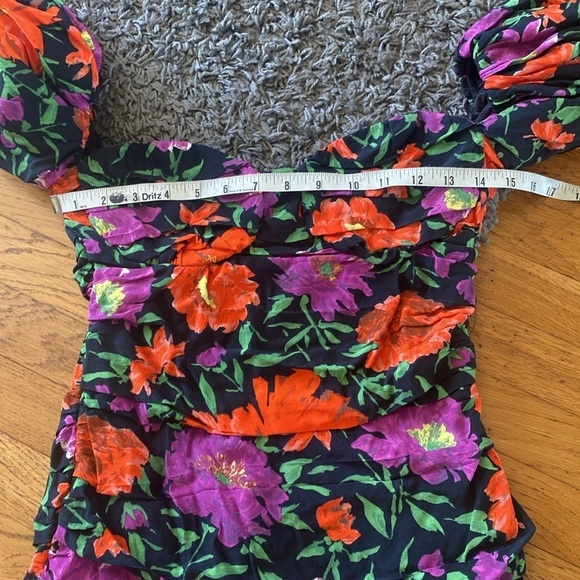 Zara Bloggers Favorite Floral Print Off The Shoulder Puff Sleeve Mini Dress S - Picture 13 of 16